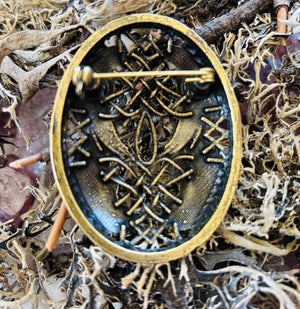 Medieval Odin Raven Viking Brooch, Gold