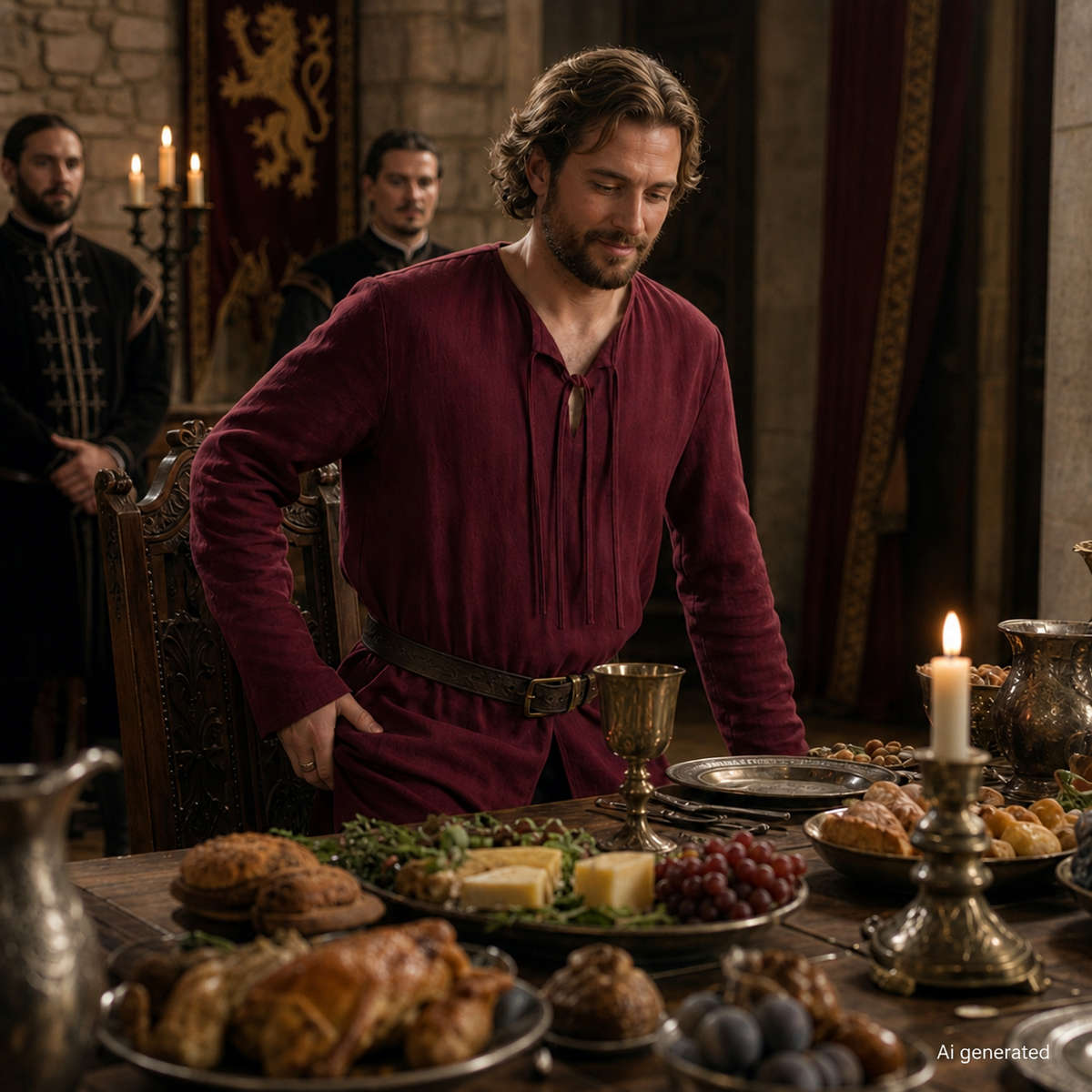 Odin Viking Linen Tunic, Burgundy