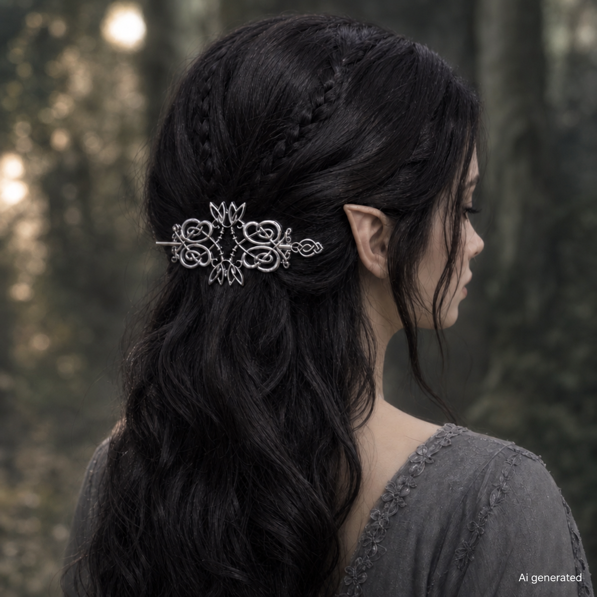 Celtic Viking  Metal Flower Leaf Wrapped Hairpin