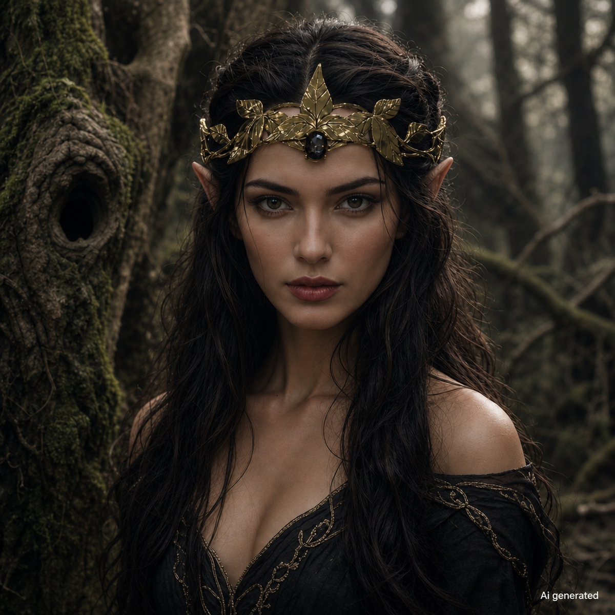 2 Colour  Gold Leaf Tiara with Gemstone