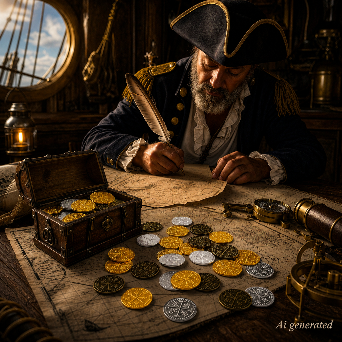 36 Pcs Metal Pirate Coins, Spanish Inspired