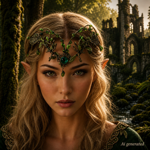 Woodland Headband Tiara, Green/Gold