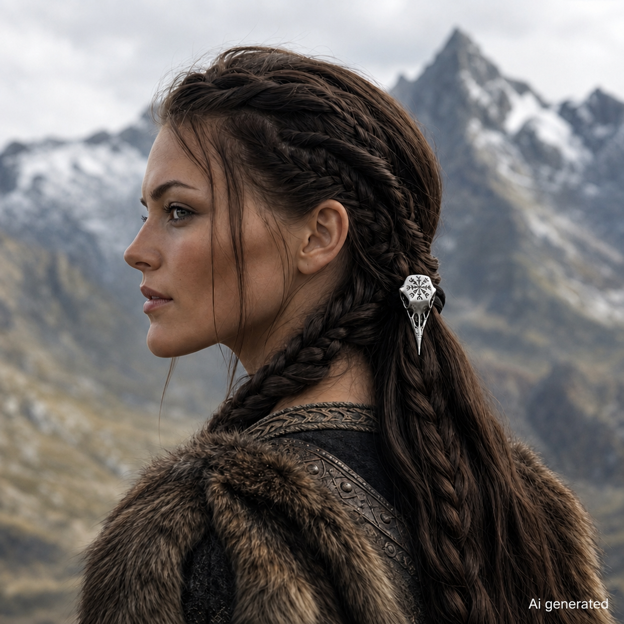 Norse  Fashion Skull Hair Tie, Silver