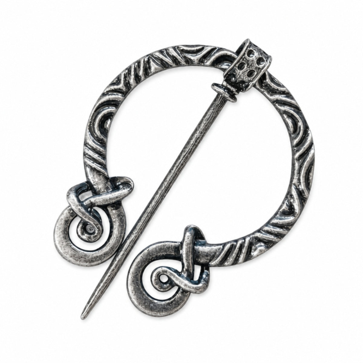 Dark Viking Brooch with twisted texture Black/Silver