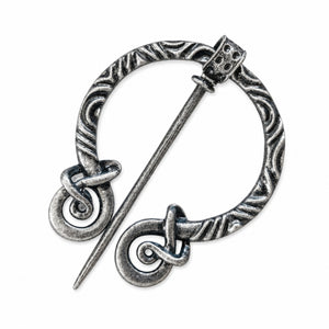 Dark Viking Brooch with twisted texture Black/Silver