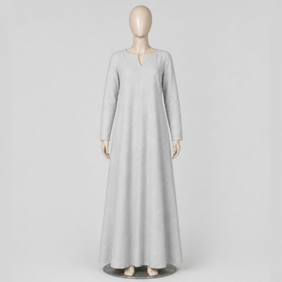 Thora Handmade Linen Medieval Dress, Light Grey