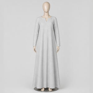 Thora Handmade Linen Medieval Dress, Light Grey