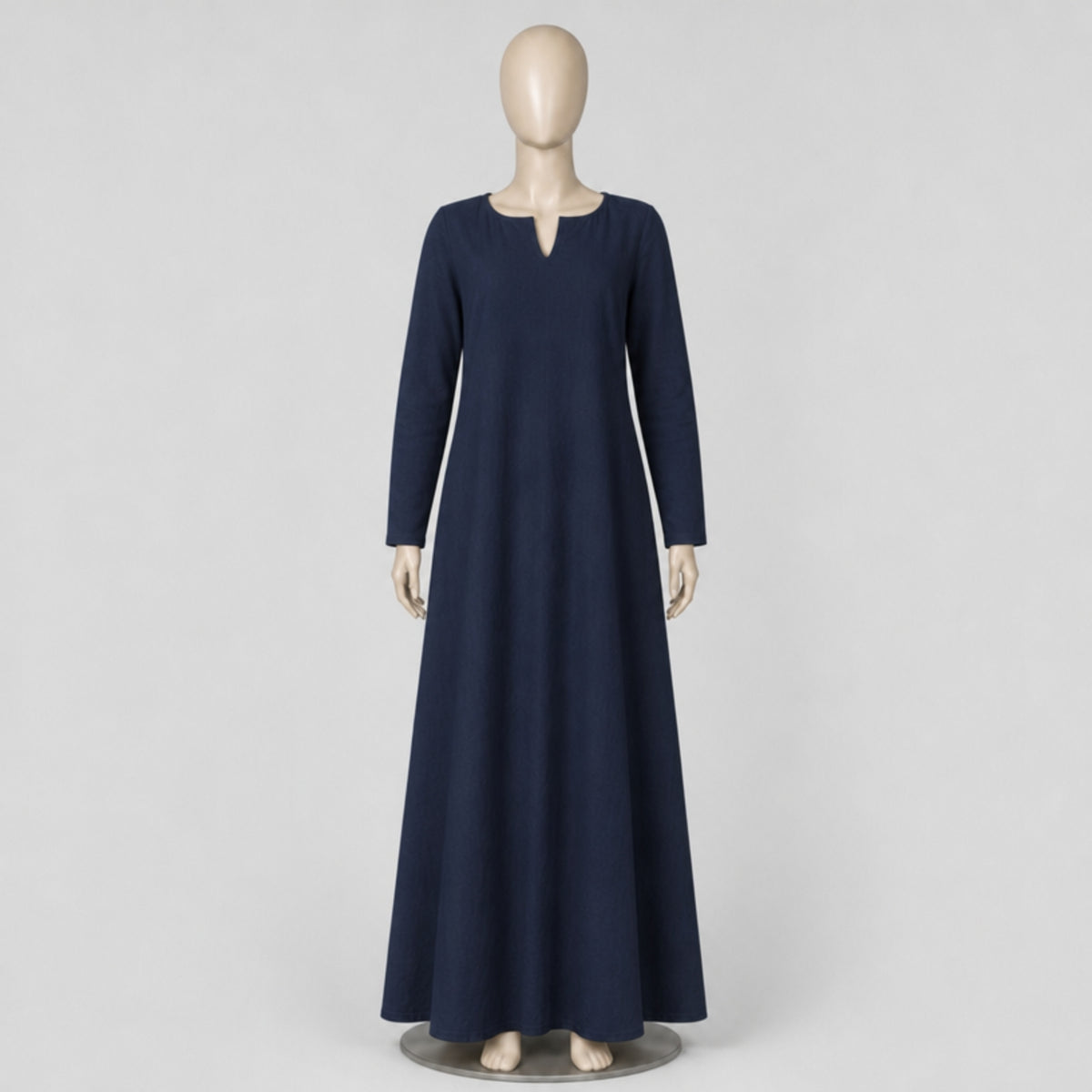 Thora Handmade Linen Medieval Dress, Dark Blue