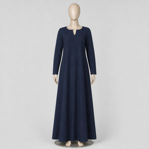 Thora Handmade Linen Medieval Dress, Dark Blue