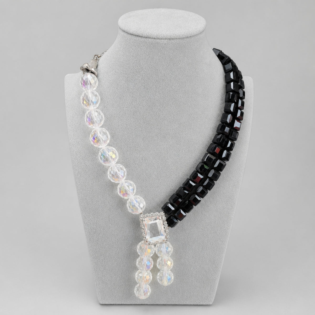 Cubic Coral Stone Necklace, Black