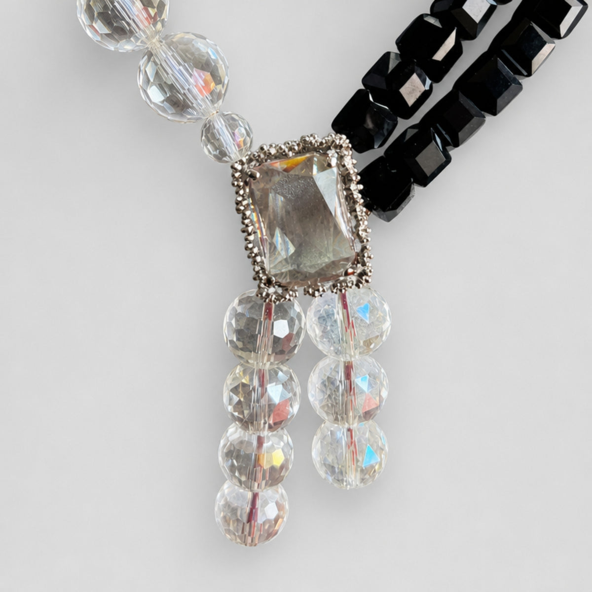 Cubic Coral Stone Necklace, Black