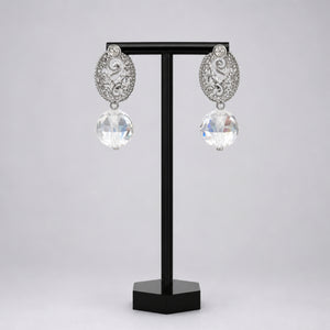 Vintage silver-tone dangling earrings, glass beads