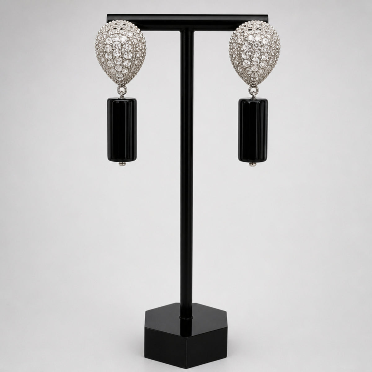 Handmade Black Onyx Teardrop Earrings, Black