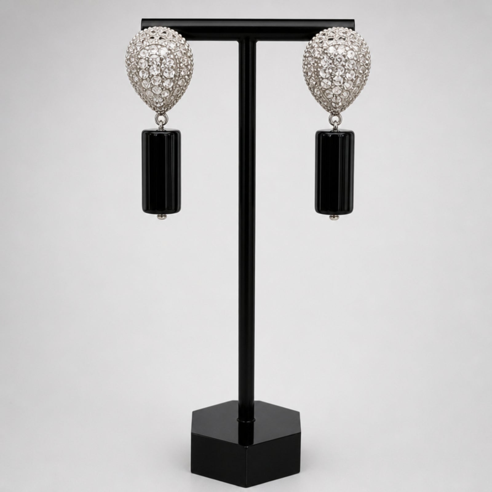 Handmade Black Onyx Teardrop Earrings, Black