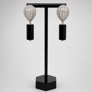 Handmade Black Onyx Teardrop Earrings, Black