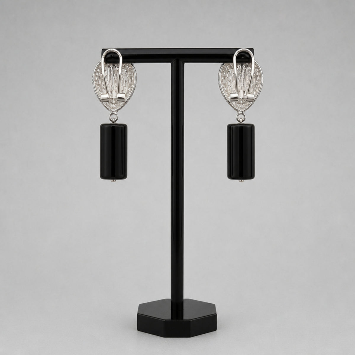 Handmade Black Onyx Teardrop Earrings, Black