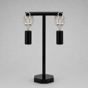 Handmade Black Onyx Teardrop Earrings, Black