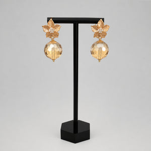 Handmade Floral Drop Earings, Rose Gold