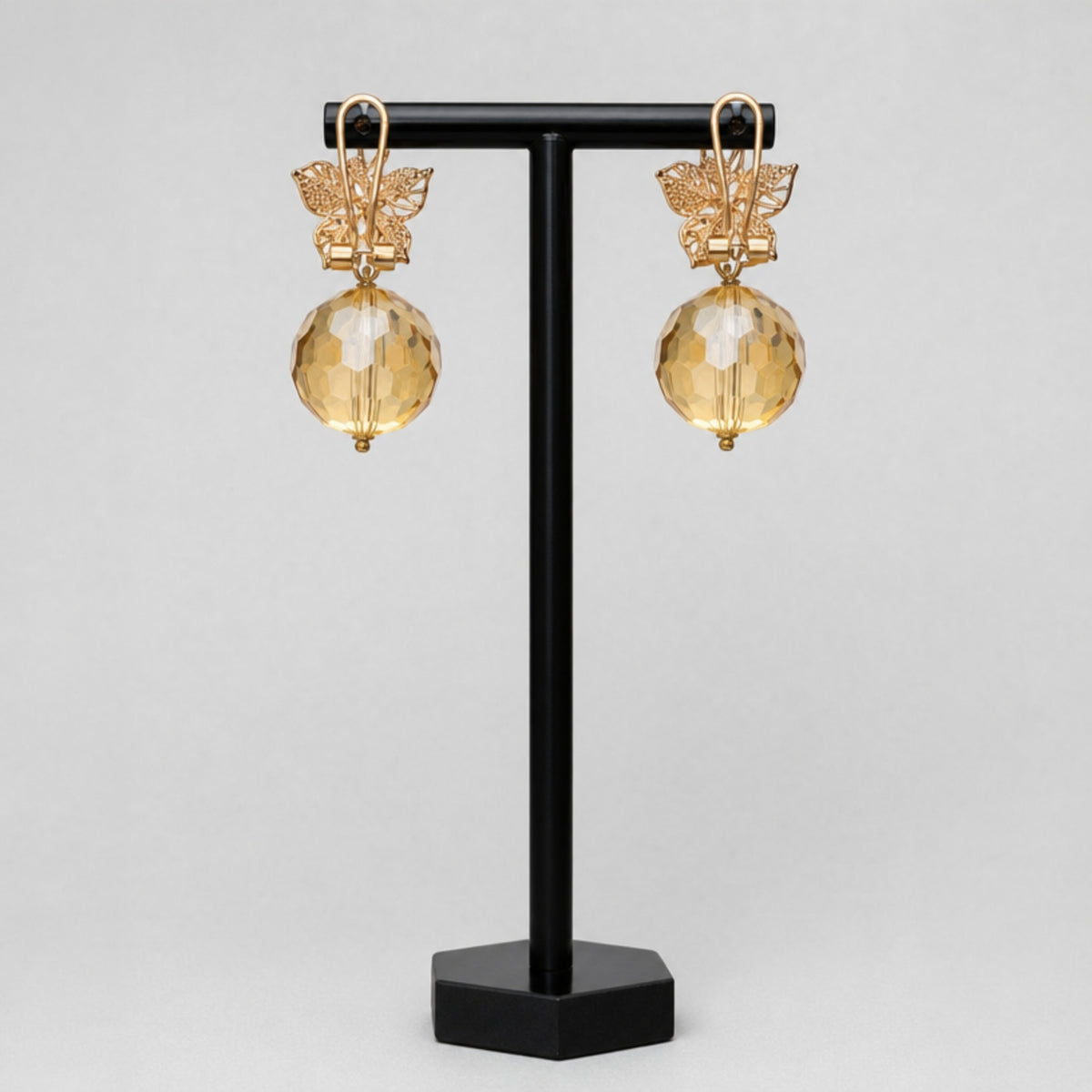 Handmade Floral Drop Earings, Rose Gold