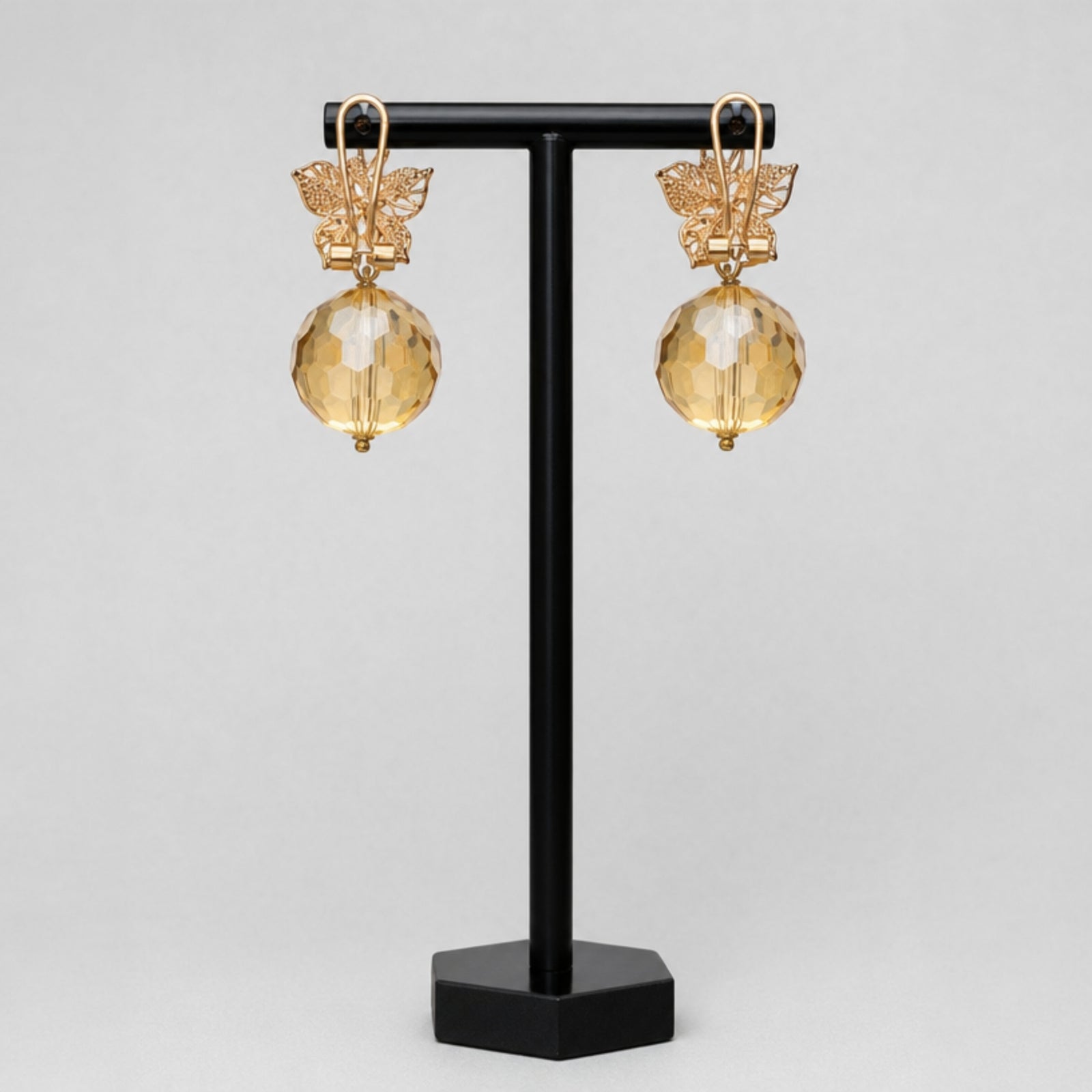 Handmade Floral Drop Earings, Rose Gold