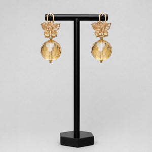 Handmade Floral Drop Earings, Rose Gold