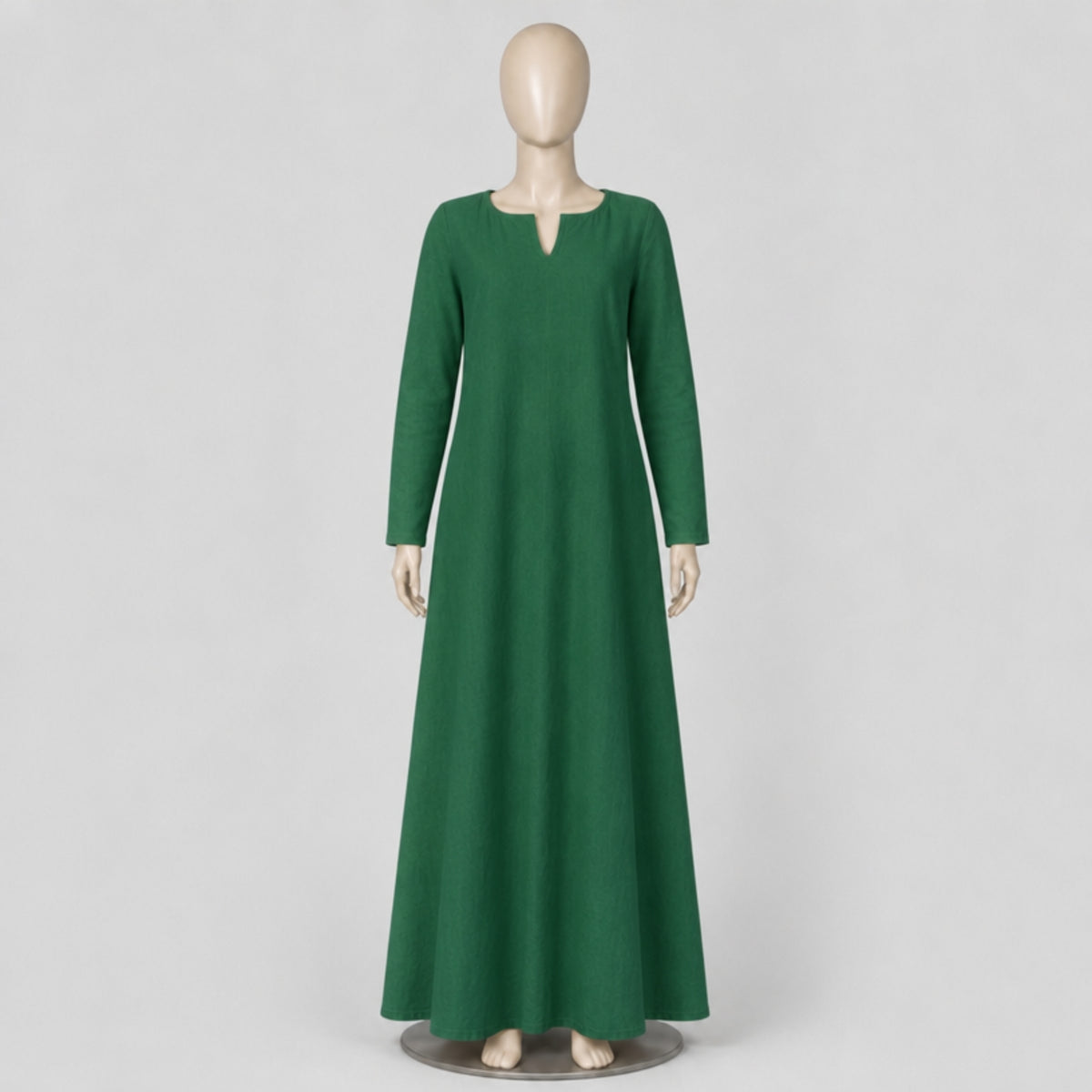 Thora Handmade Linen Medieval Dress, Green