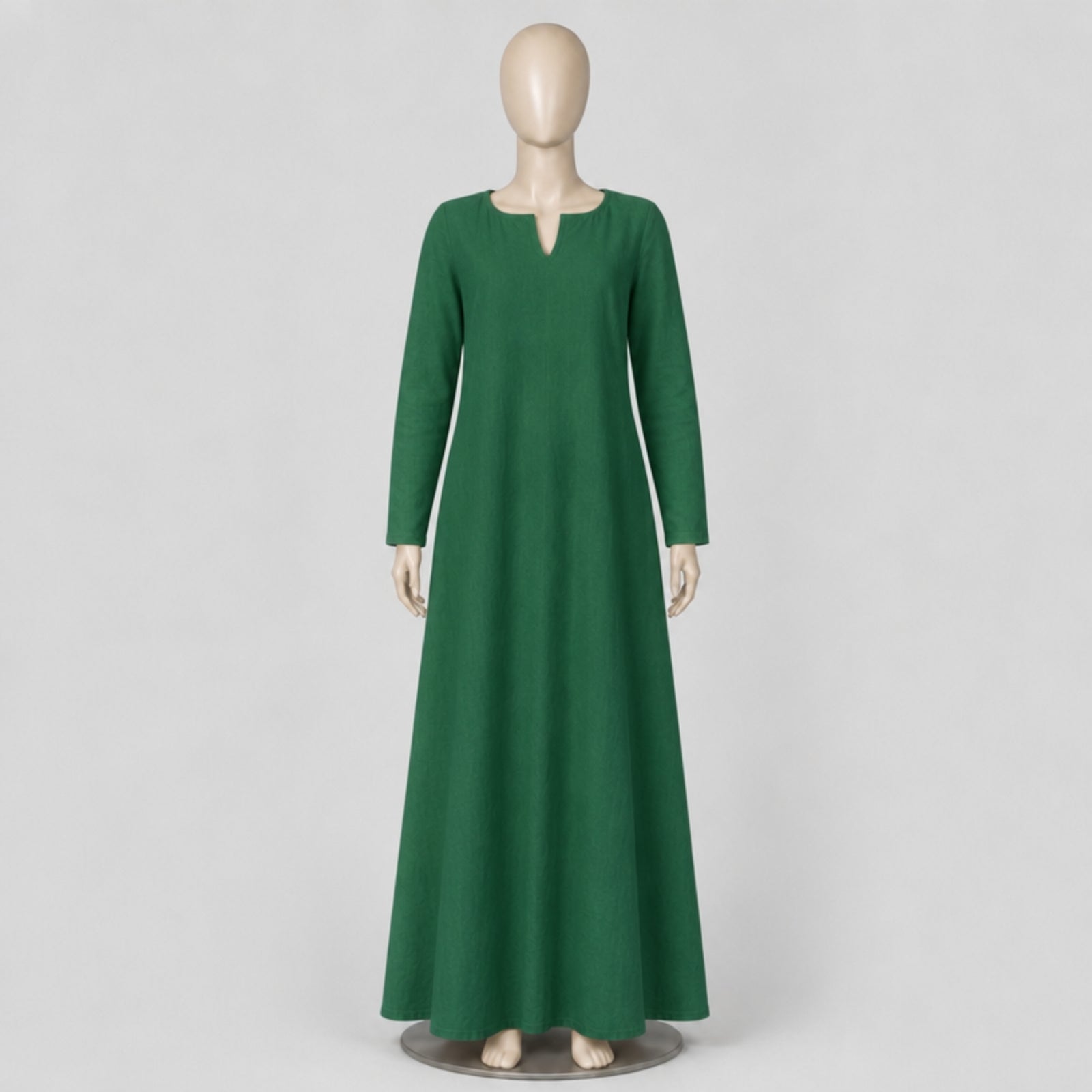Thora Handmade Linen Medieval Dress, Green
