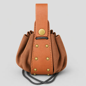 Medieval Riveted Drawstring Coin Purse, Brown