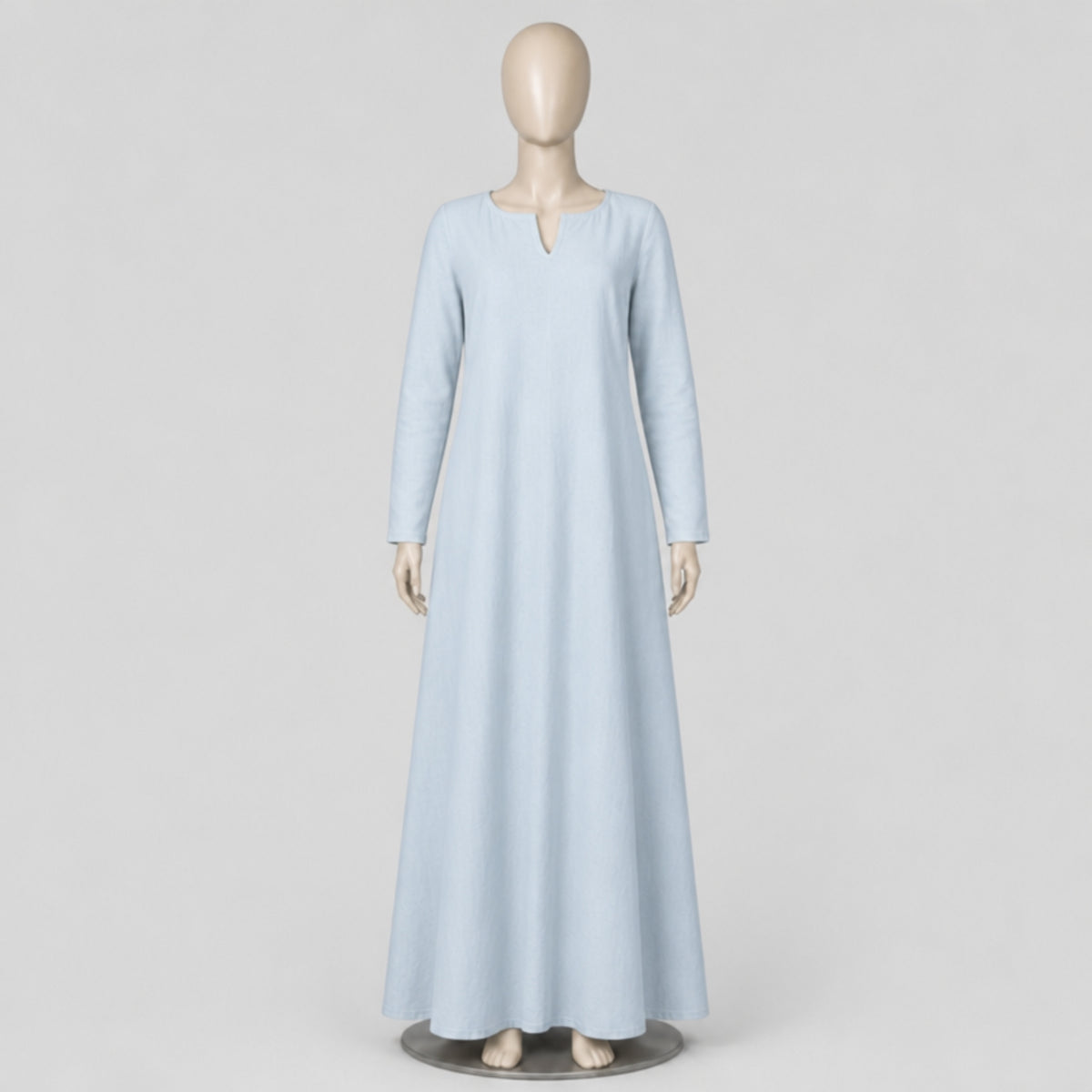 Thora Handmade Linen Medieval Dress, Ice Blue