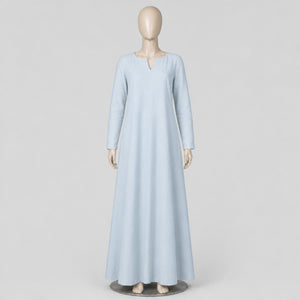 Thora Handmade Linen Medieval Dress, Ice Blue
