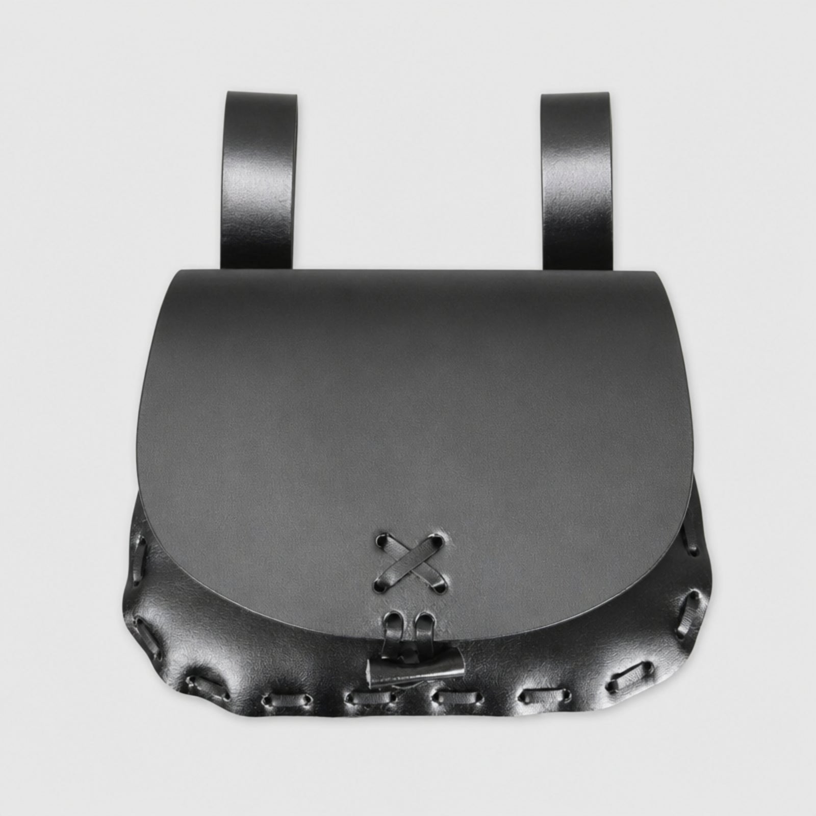 Big Medieval Leather Belt Bag, Black
