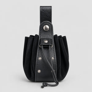 Medieval Riveted Drawstring Coin Purse, Black