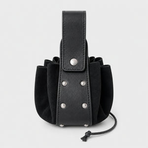 Medieval Riveted Drawstring Coin Purse, Black