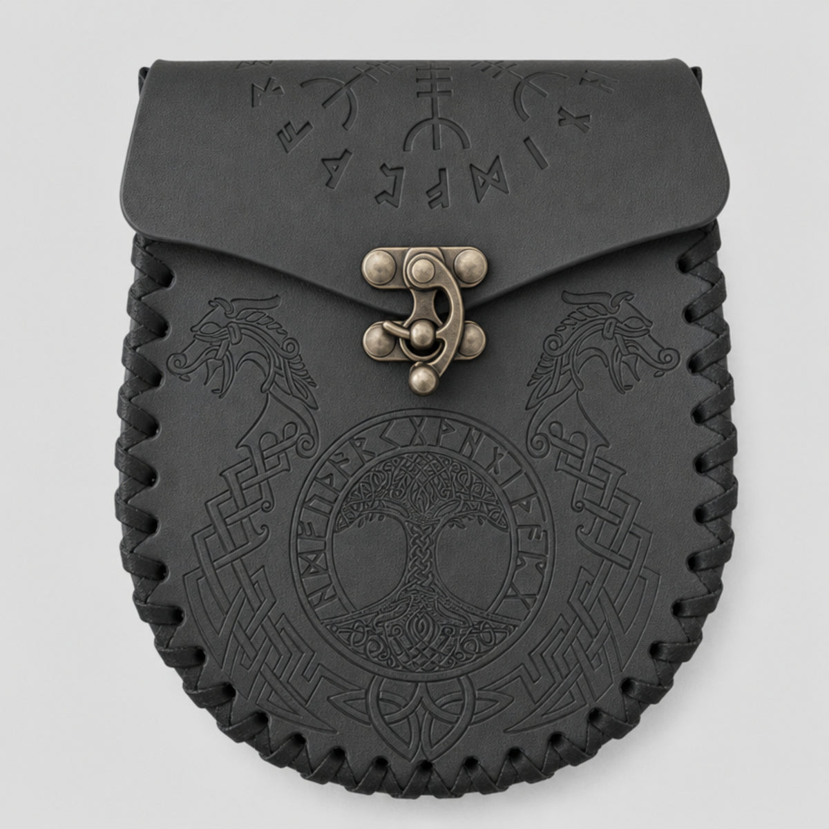 Viking Belt Bag, Yggdrasil, Black