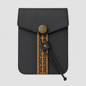 Viking Drawstring Belt Bag, Rectangle, Black
