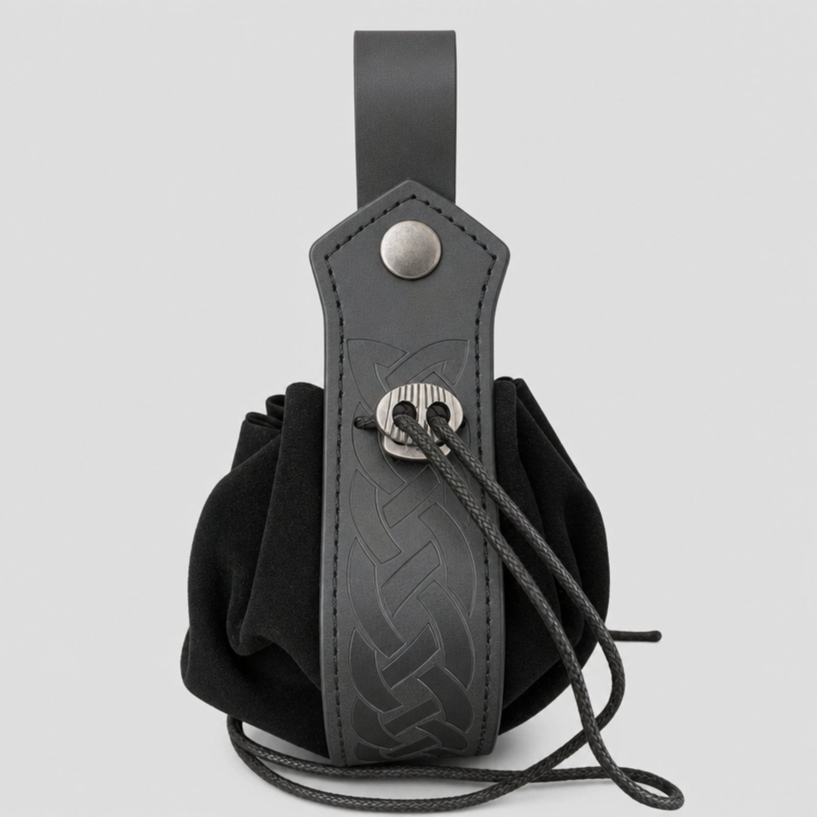 Nordic Drawstring Coin Purse Tribal, Black