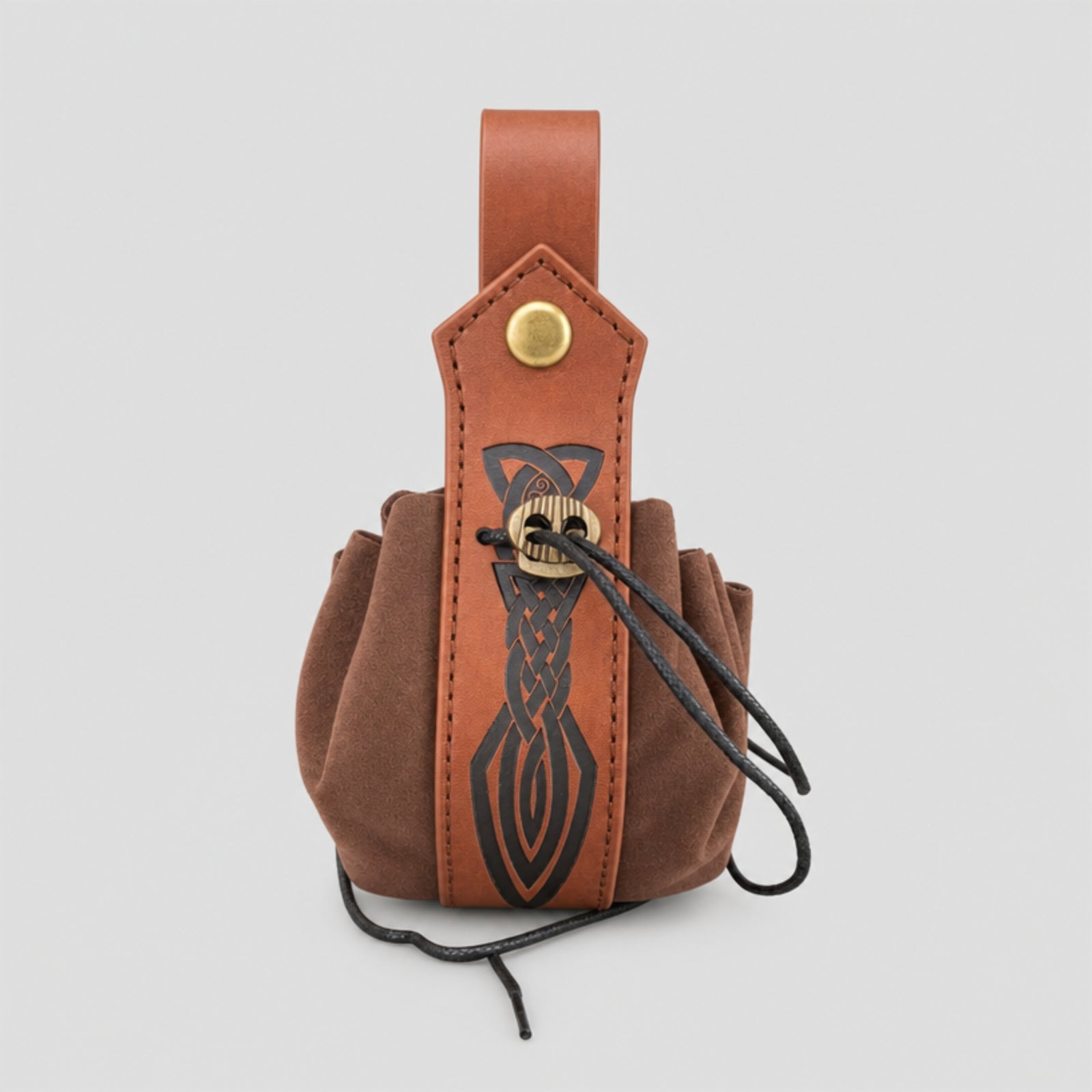 Nordic Drawstring Coin Purse Tribal, Brown