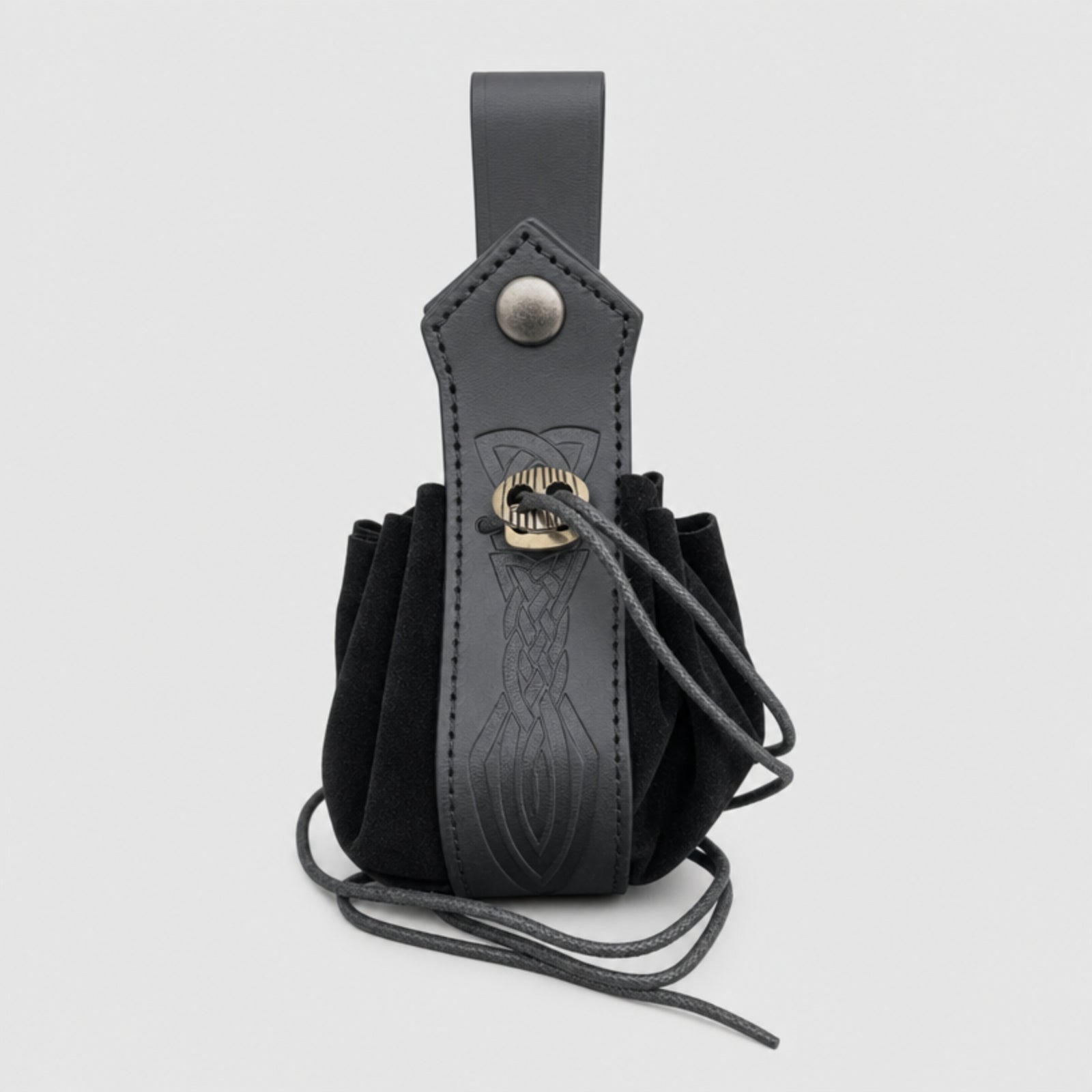 Nordic Drawstring Coin Purse Tribal, Black