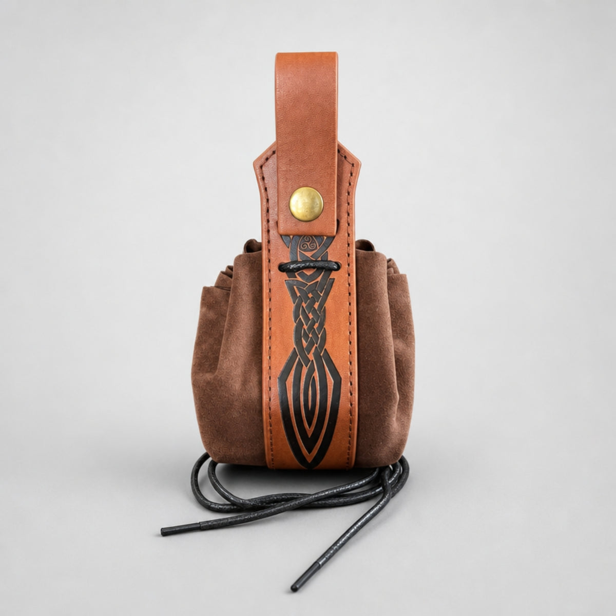 Nordic Drawstring Coin Purse Tribal, Brown
