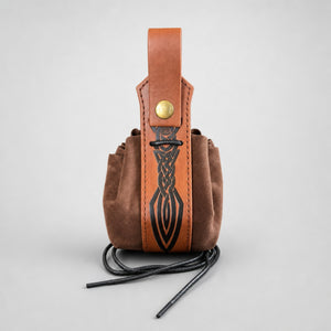 Nordic Drawstring Coin Purse Tribal, Brown