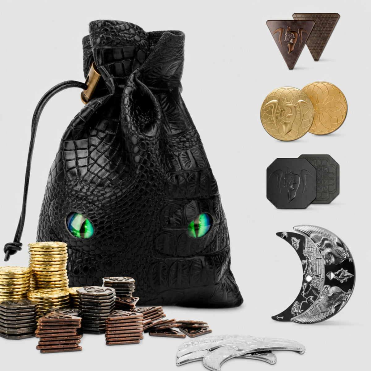145 Pcs Metal DND Coins with Leather Pouch