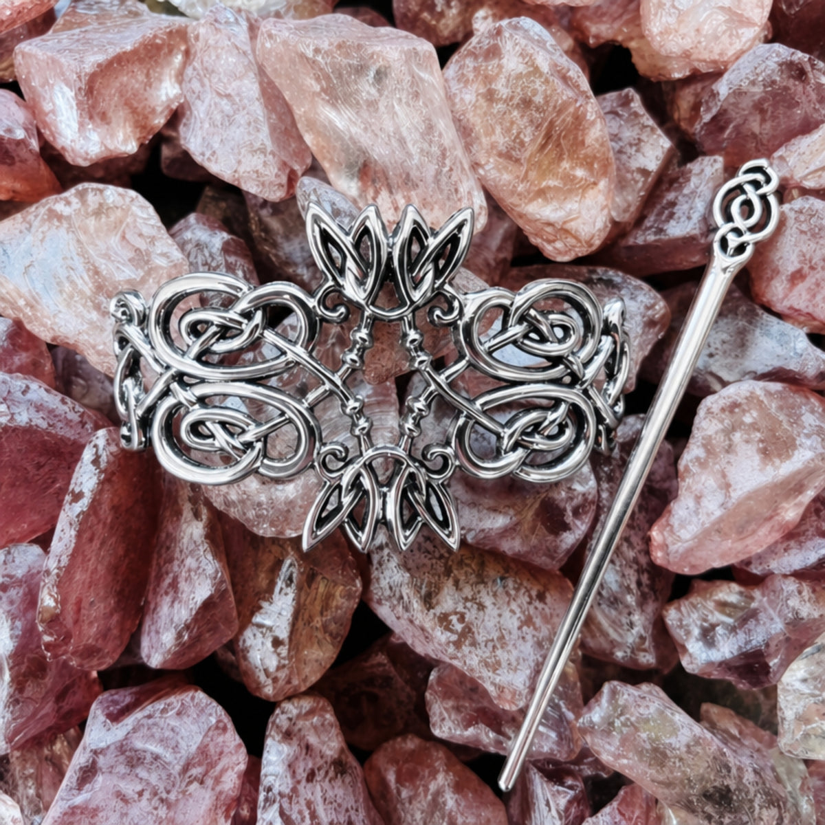 Celtic Viking  Metal Flower Leaf Wrapped Hairpin