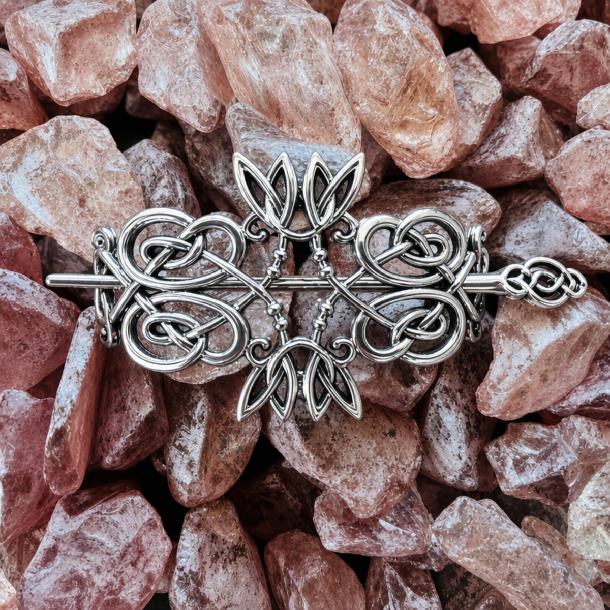 Celtic Viking  Metal Flower Leaf Wrapped Hairpin