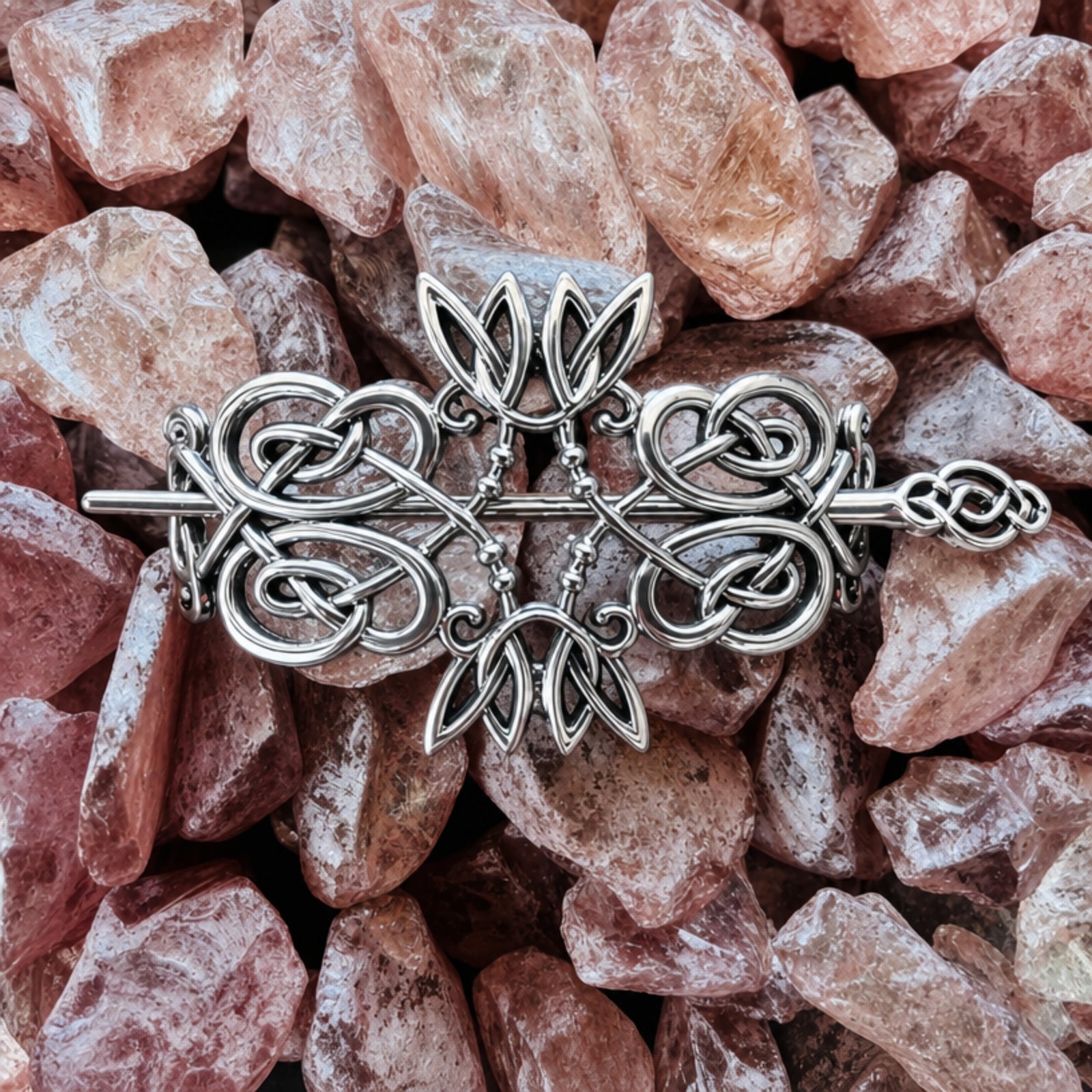Celtic Viking  Metal Flower Leaf Wrapped Hairpin