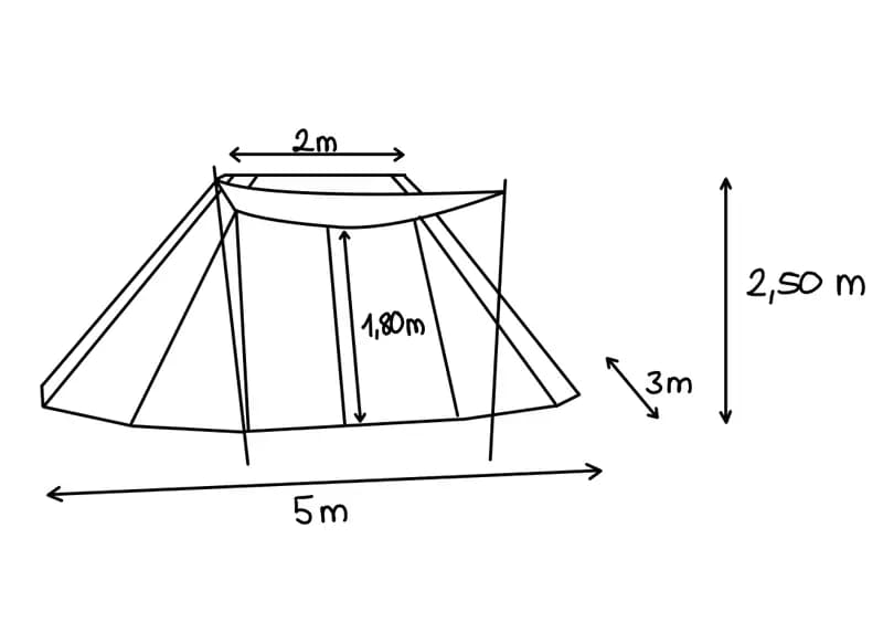 Saxon tent 3 x 5 meters, Natural